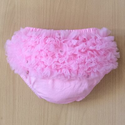 Bari Lynn Tulle & Crystal Ruffle Pants, Pink